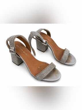 Madden Girl Silver Rhinestone Block Heel Sandals